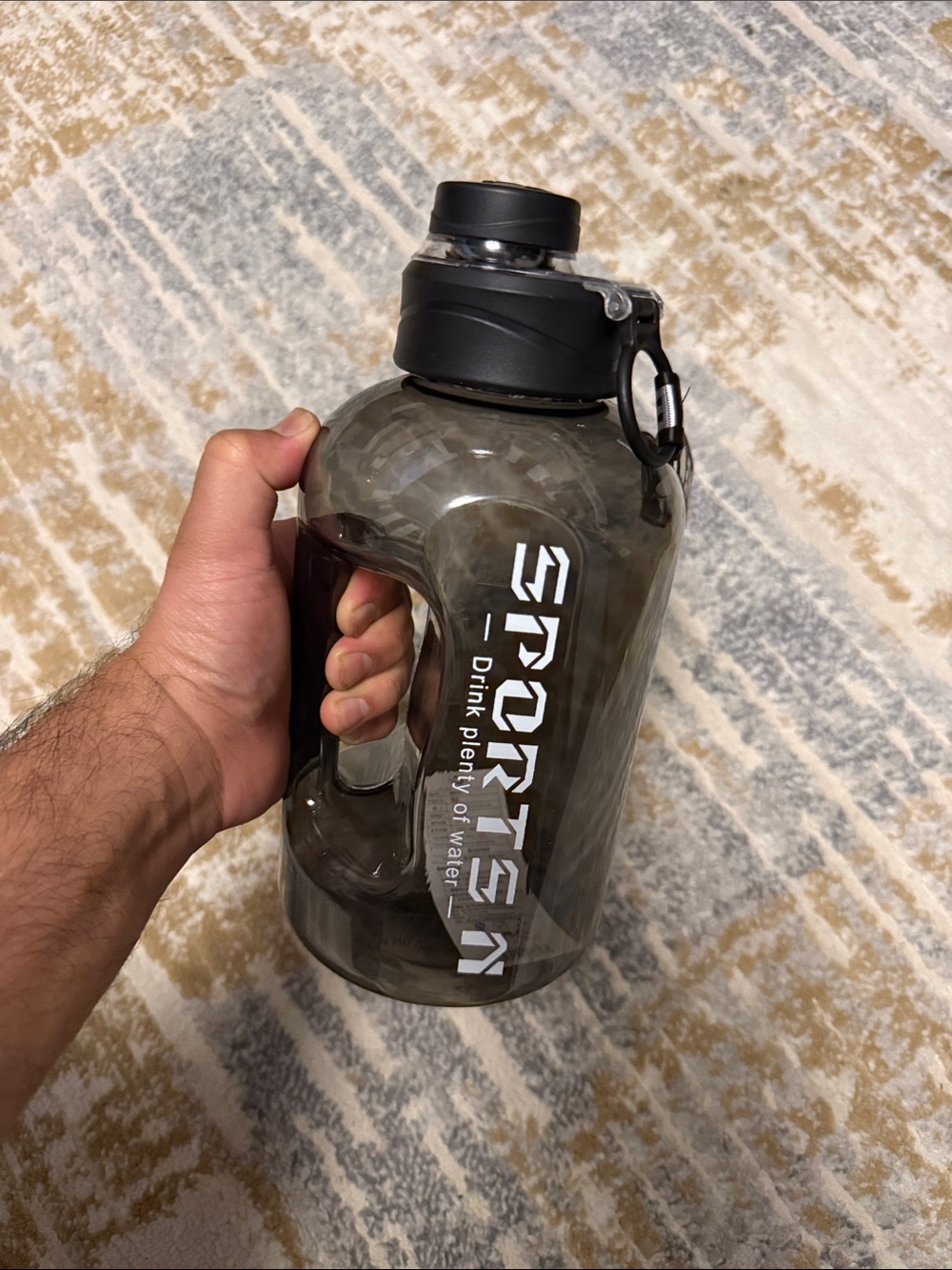 SPORTS Water Bottle - Smoky Gray with Black Lid